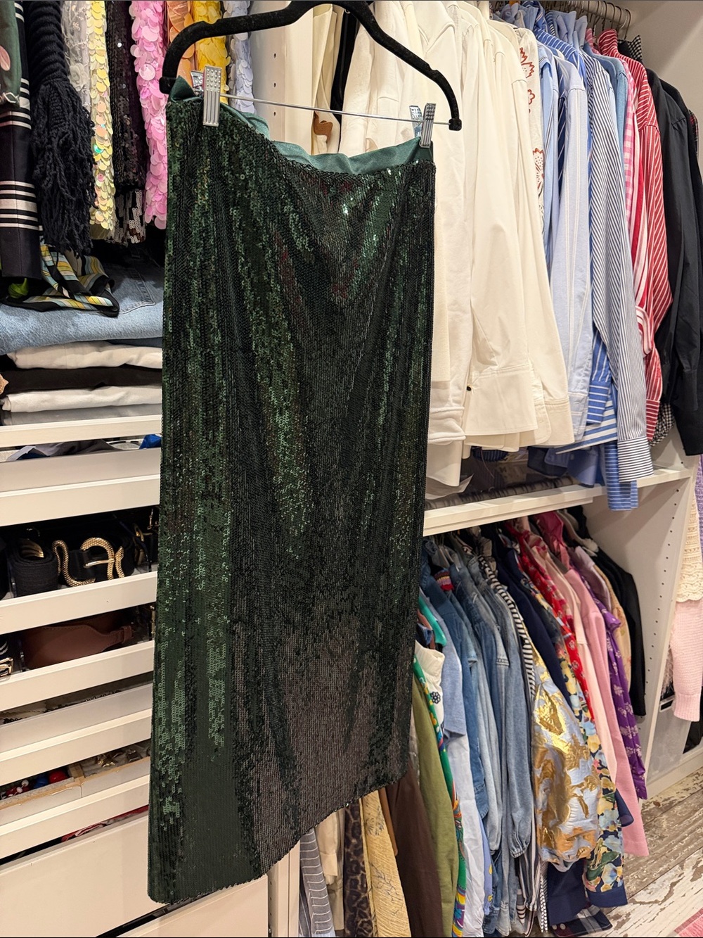 BOSS Sequined Emerald Maxi Skirt - Elegant Evening Wear